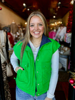 Maddox Reversible Puffer Vest - Navy/Green