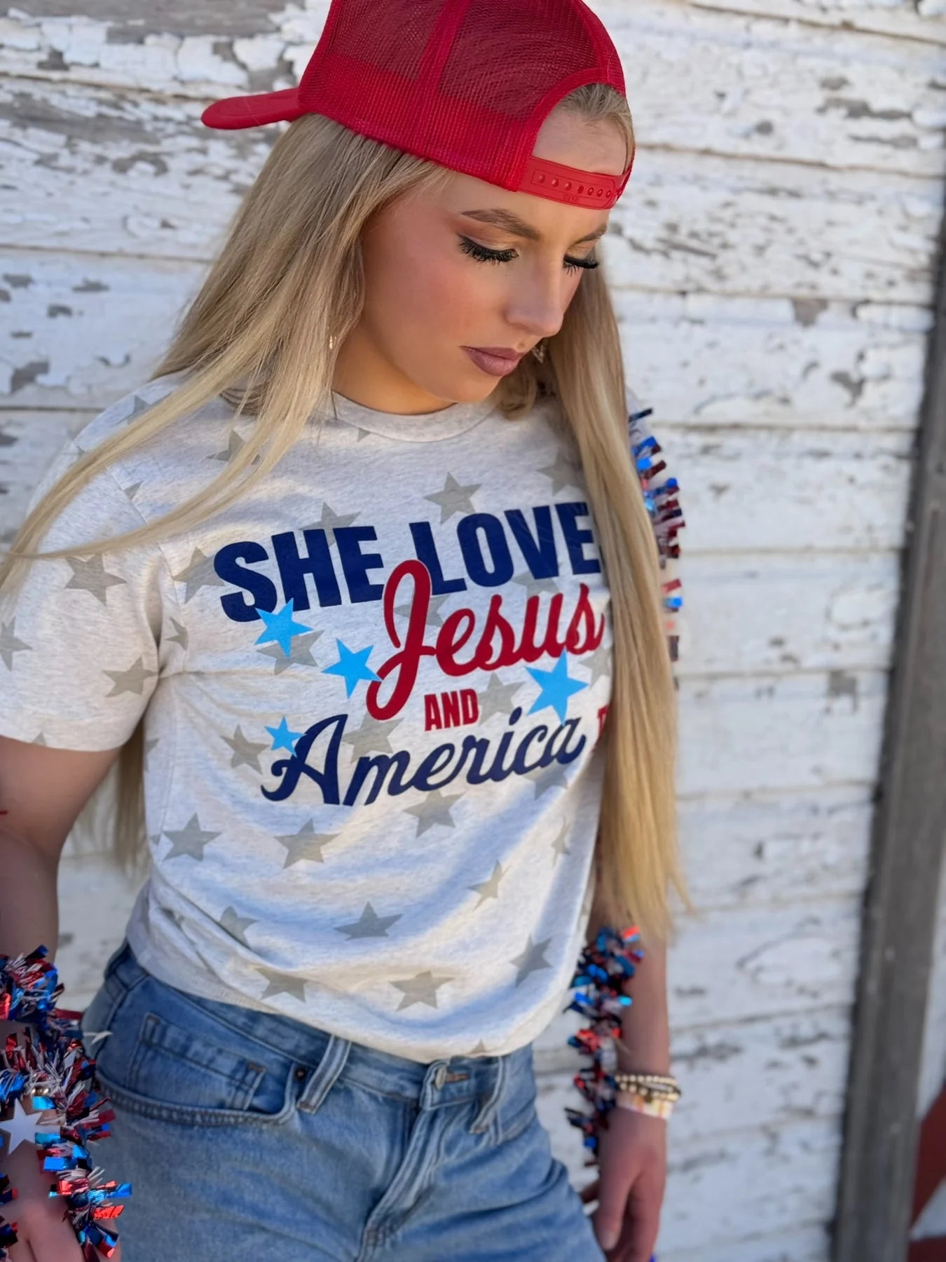 She Loves Jesus & America Too T-Shirt