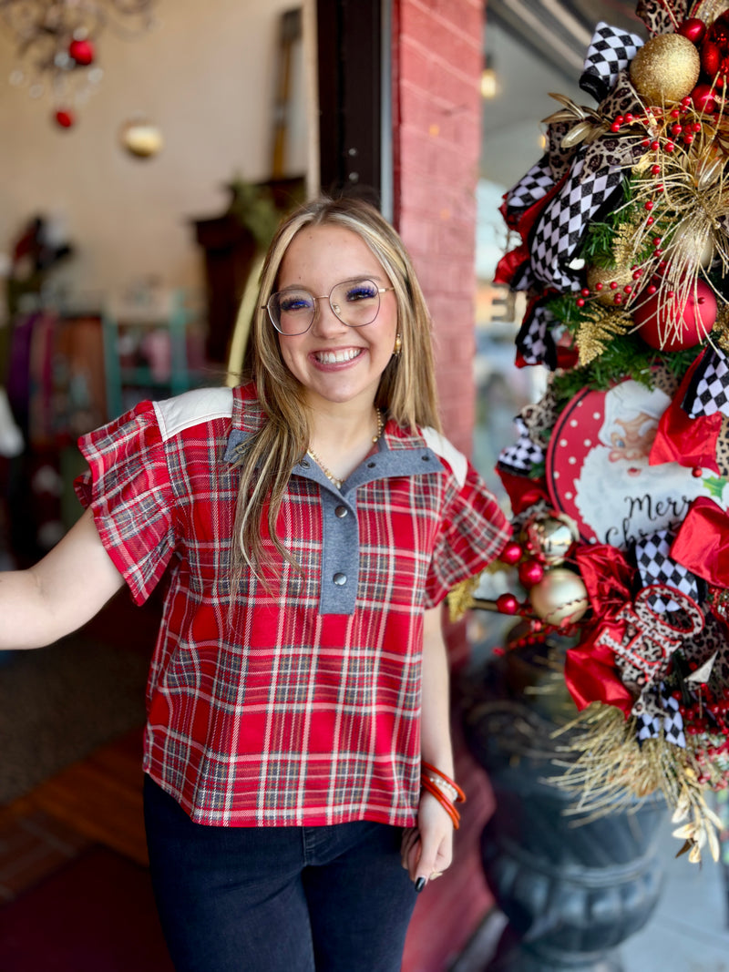 Holiday Harmony Plaid Top