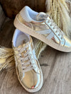 Corky's Gold Crinkle Metallic Friend Zone Sneakers