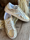 Corky's Gold Crinkle Metallic Friend Zone Sneakers