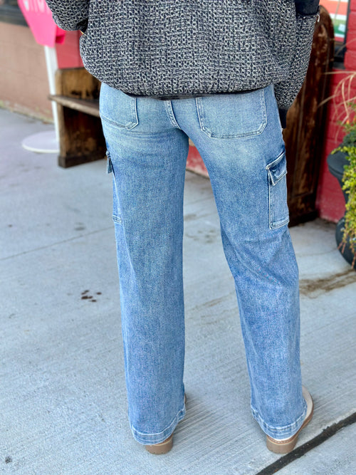 Gianna Risen Cargo Wide Straight Jeans