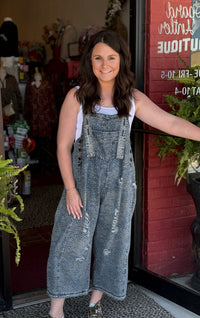 Denim Exotic Leopard Overalls