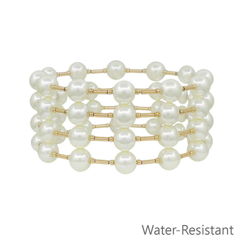Pearl & Gold Stretch Bracelets