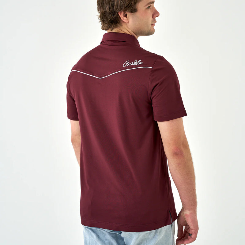 Burlebo - Pearl Snap Performance Polo - Maroon
