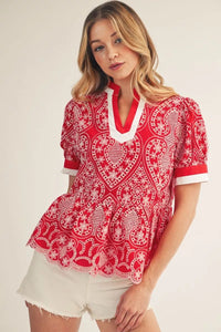 Look After You Eyelet Top