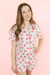 Cherry On Top Ric Rac Short Sleeve Loungewear Pajama Set