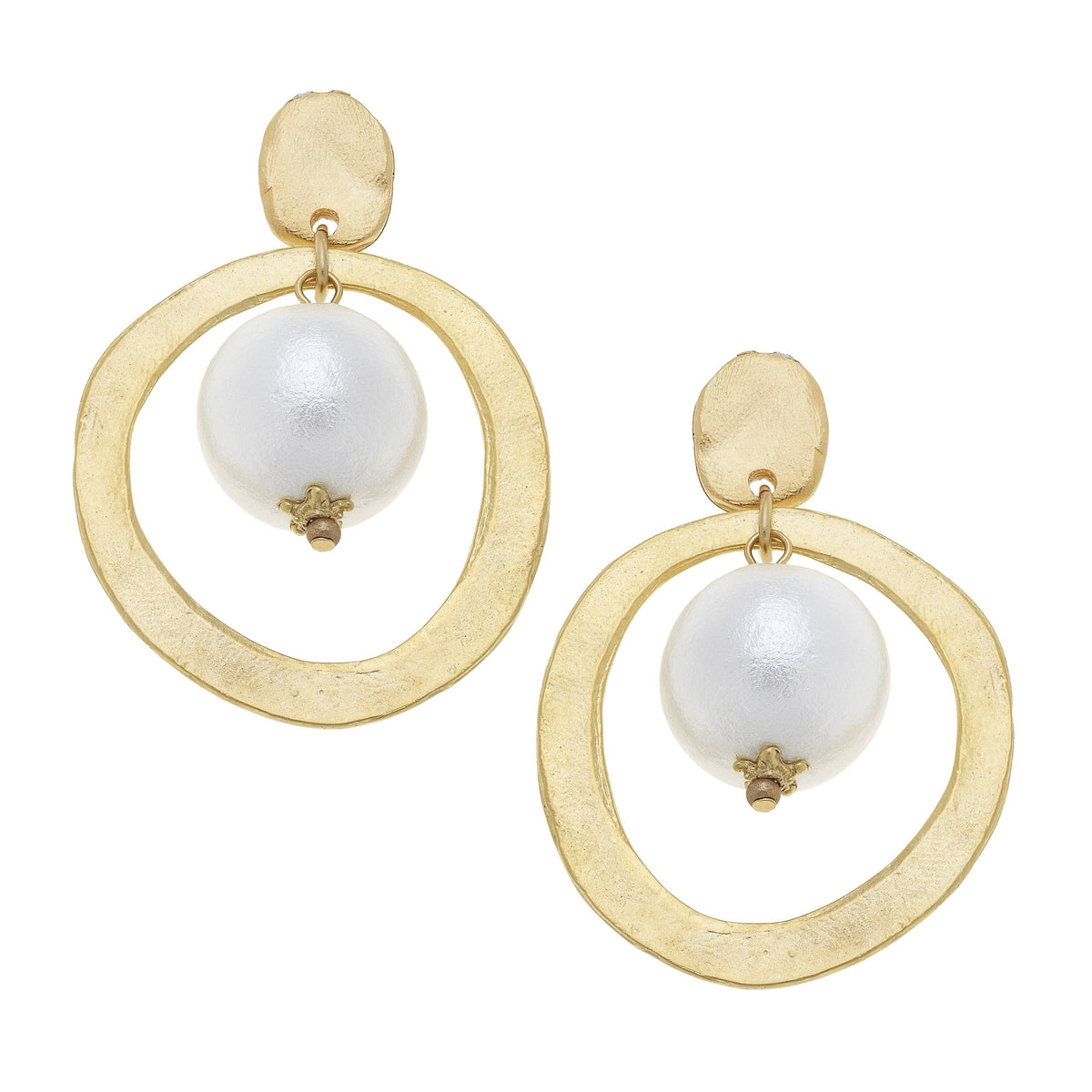 Susan Shaw Cotton Pearl Circle Drop Earrings