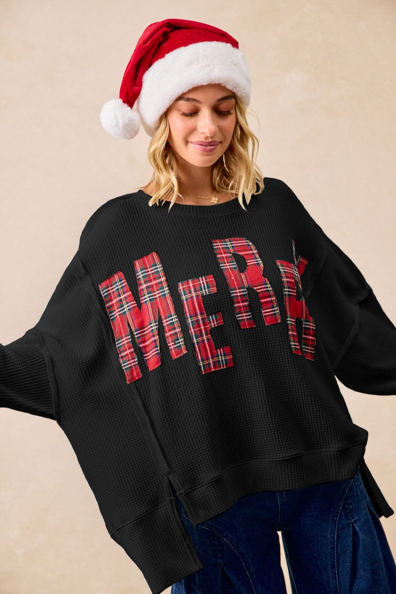 Vintage Christmas Sweatshirt For Women - Cute Plaid Tree Graphic Holiday Pullover