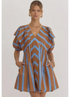 Miley Brown & Blue Stripe Dress