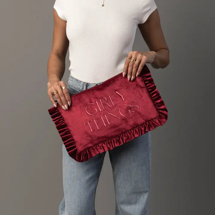 Velvet Ruffle Pouch