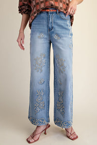Brenna Border Denim Pants