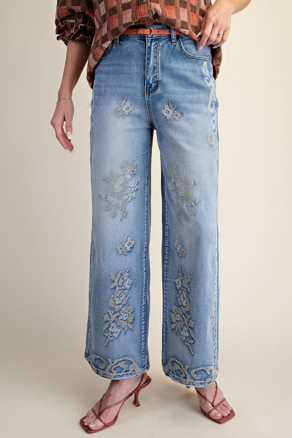 Brenna Border Denim Pants