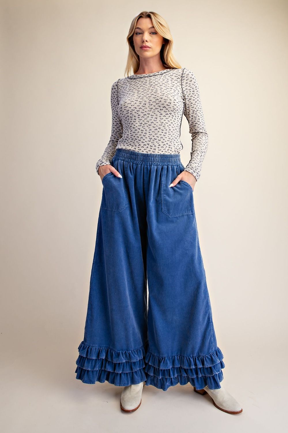 Apple Ruffle Corduroy Pants