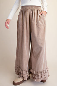 Apple Ruffle Corduroy Pants