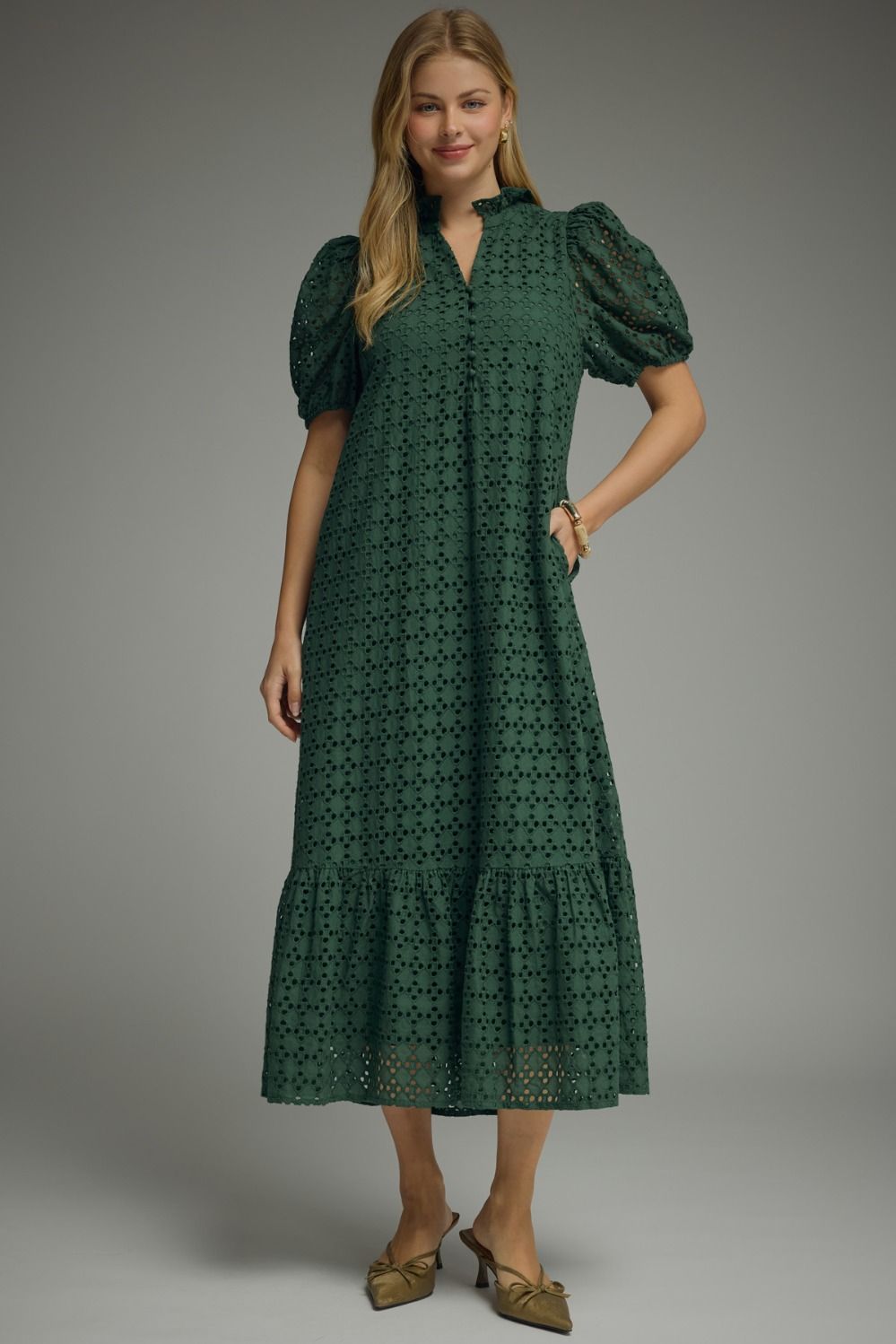 Martha's Eyelet Dress Hunter Green