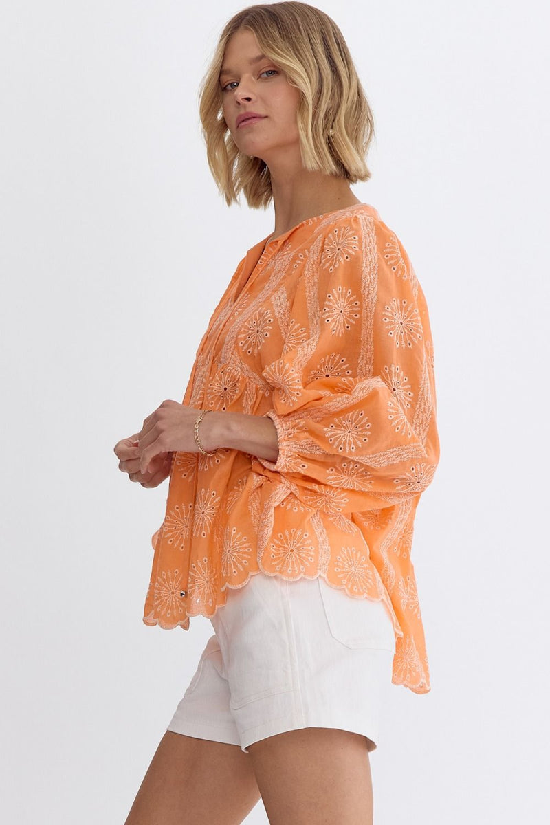 Apricot Dreams Embroidered Top