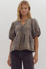 Lizzie Leopard Denim Top