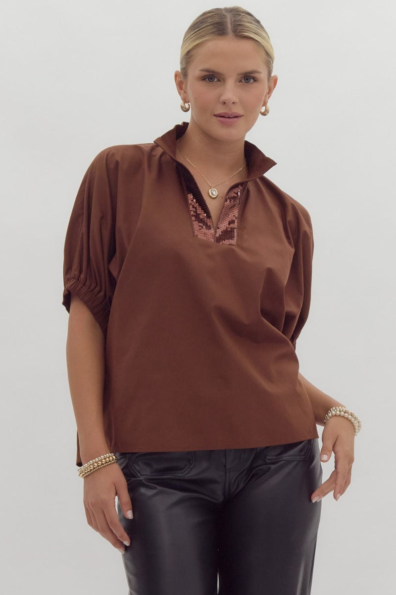 Shimmer Collar Top