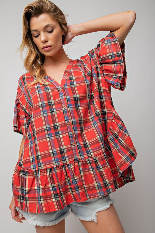 Sing a Song Plaid Top