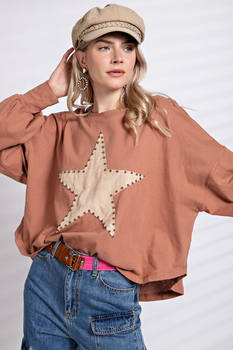 Studded Suede Star top
