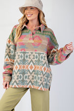 Aztec Days Button Pullover