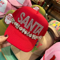 Rhinestone Santa Trucker hat
