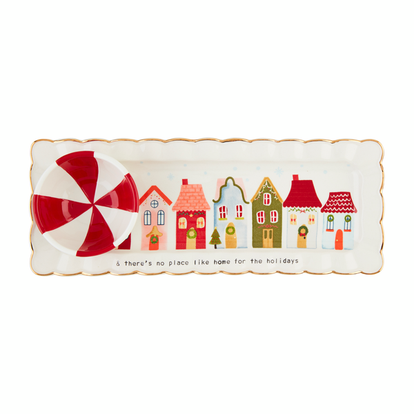 Christmas Village Tray and Dip Set