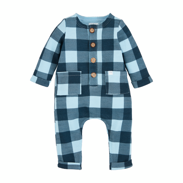 Mudpie Navy/ Blue Check Baby Bodysuit