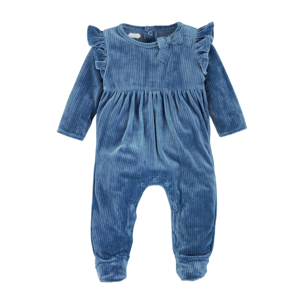 Mudpie Blue Velour Baby Sleeper