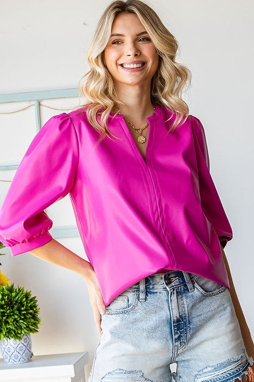 Hot Pink Faux Leather Top