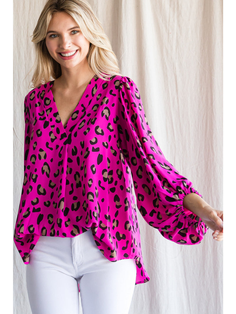 Toni Pink Leopard Top