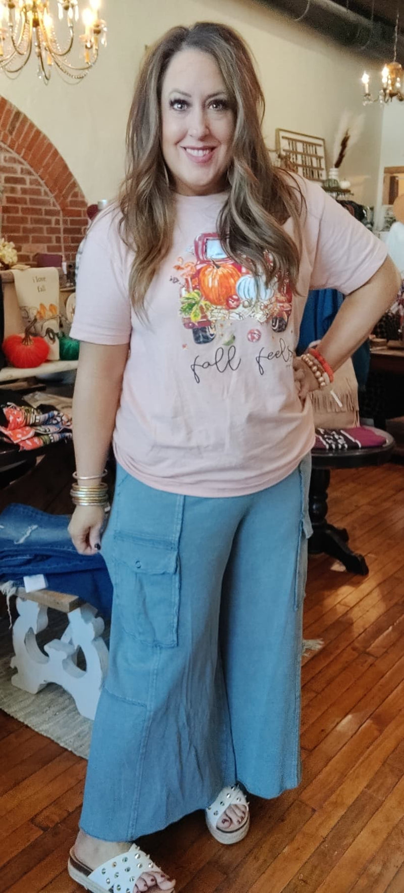 Fadded Navy Wide Leg Pants
