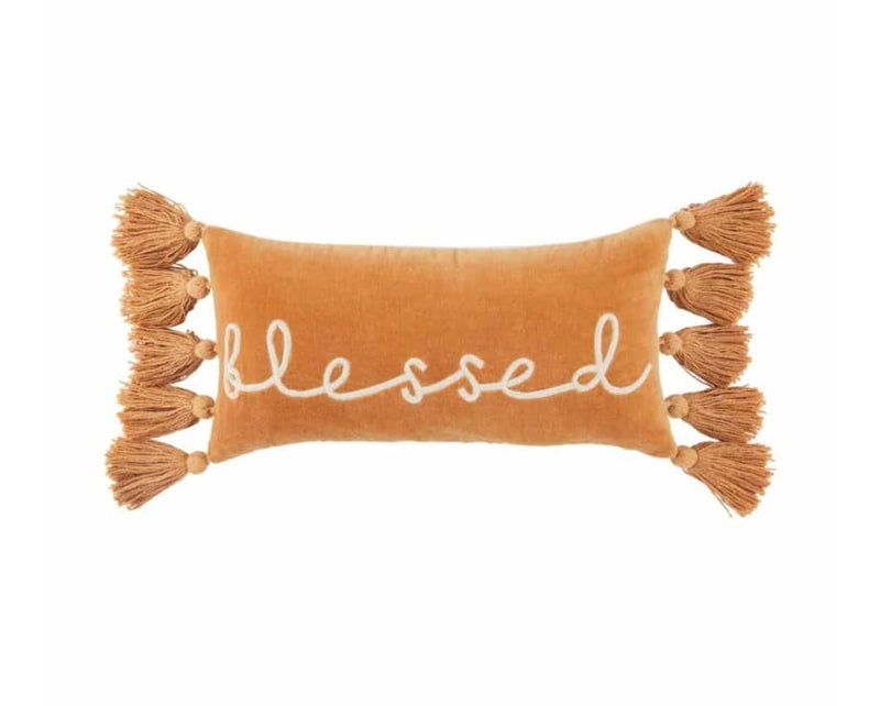Mudpie Orange Blessed Lumbar Pillow