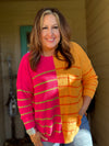 Fuschia and Orange Striped Sweater