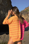 Fuschia and Orange Striped Sweater