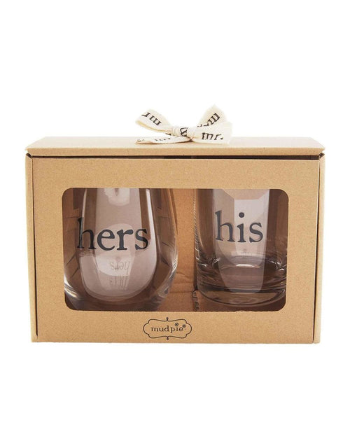 Mudpie His & hers Boxed Glass Set